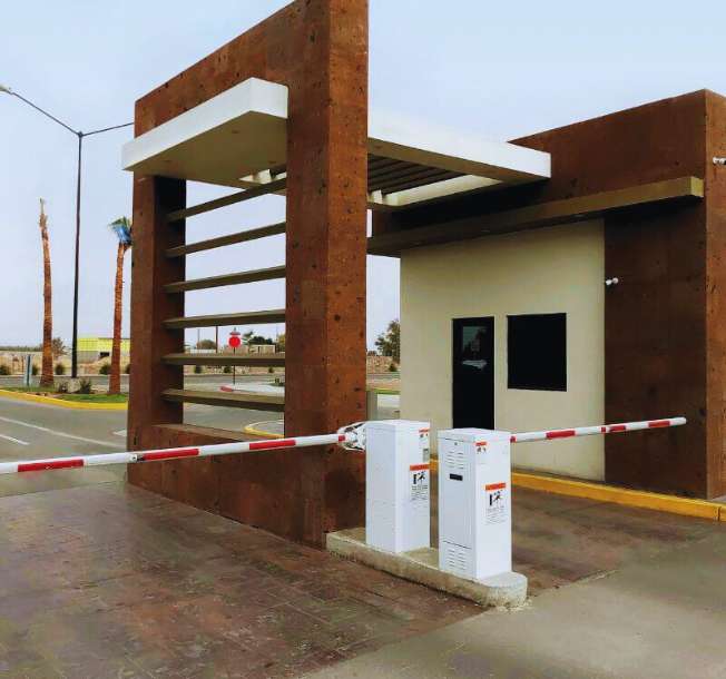 A pair of barrier gates